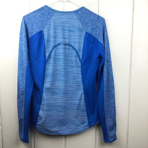 Athleta Running Wild Heathered Blue Long Sleeve Top, Size Medium, Crew Neck - Picture 7 of 9